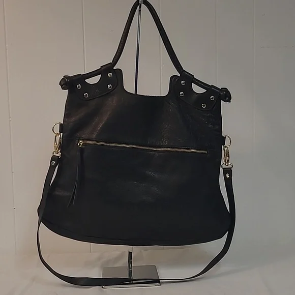 Pietro Alessandro Black Leather Satchel w/ Crossbody Strap Original Brooklyn Bag - Picture 2 of 15